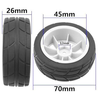 4Pack Vgoohobby OD70mm RC 1/10 On Road Rubber Tires w/Plastic Wheel Rims 12mm Hex Compatible with HSP HPI Redcat Tamiya Traxxas Kyosho 1/10 RC On Road Racing Touring Car (White) - color: White