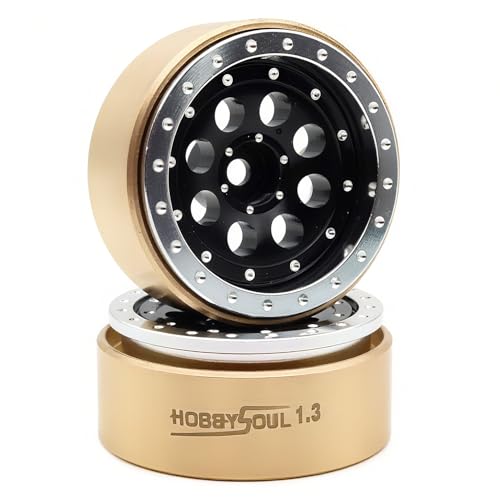 43g/rim 1.3 Beadlock Wheels Brass Weight 4-Pack For TRX4M SCX24 | adjustable offset silver & black wheel with 7mm hex hub, For 1/18 TRX4M & 1/24 micro RC crawlers Trucks Upgrades - color: Silver & Black
