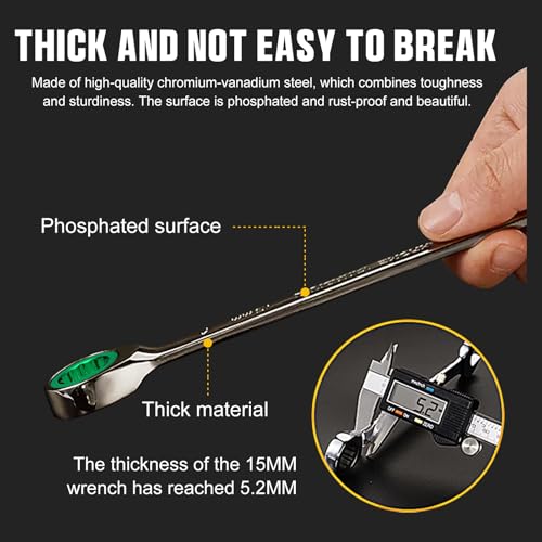 GRENPRO 23PCS Ratcheting Wrench Set SAE Metric Combination Mechanic Tools | 1/4"-3/4"&6-18MM Bolt Gauge, Gray Nickel CR-V 72-Tooth 5-Degree Swing 12Pt Color Rings, Roll Pouch for Auto & Home Repair - style: 23PCS Ratcheting Wrench Set Metric&SAE With Colo