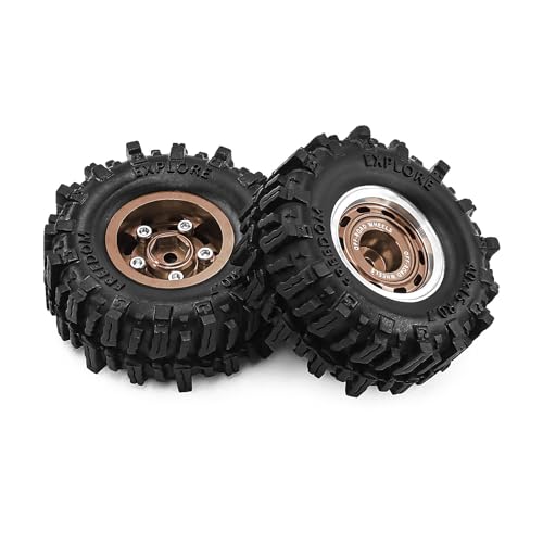 0.7 Inch RC Crawler Tires and Wheels Set 40×16mm for 1/30 Scale Axial SCX30 (Bronze) - color: Bronze