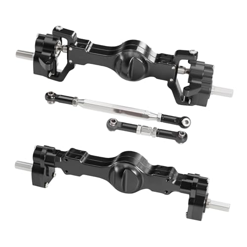 CNC Aluminum Front and Rear Portal Axle Assembly with Steel Gears for WPL C74 C14 C24 B14 B24 B16 B36 C64 1/10 1/16 RC Crawler Truck Upgrades Parts (Black Set) - color: Black Set