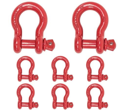 Mytee Products (8 Pack 3/4" Anchor Shackle Forged Carbon Steel w/Alloy Screw Pin WLL # 4.75 Tons (9,500 lbs) | Double Rust Protection Heavy Duty D Ring Shackle for Towing, Rigging & Vehicle Recovery - color: 8 - Pack, size: 3/4" (4.75 Ton WLL), style: All