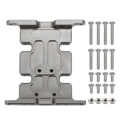 Aluminum Alloy Chassis Center Skid Plate for Axial SCX10 90047 Wrangler 1/10 RC Crawler Car Upgraded Parts - color: Titanium