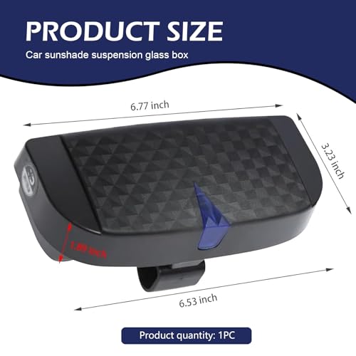Sun Visor Sunglasses Case, 6.7" x 3.2" Sun Visor Eyeglasses Box, Plastic Hard Shell Sunglass Protective Holder, Universal for Most Cars (Black)