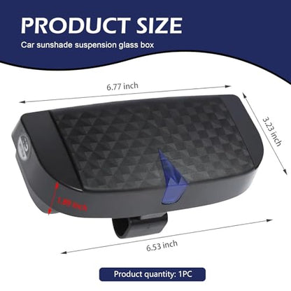 Sun Visor Sunglasses Case, 6.7" x 3.2" Sun Visor Eyeglasses Box, Plastic Hard Shell Sunglass Protective Holder, Universal for Most Cars (Black)