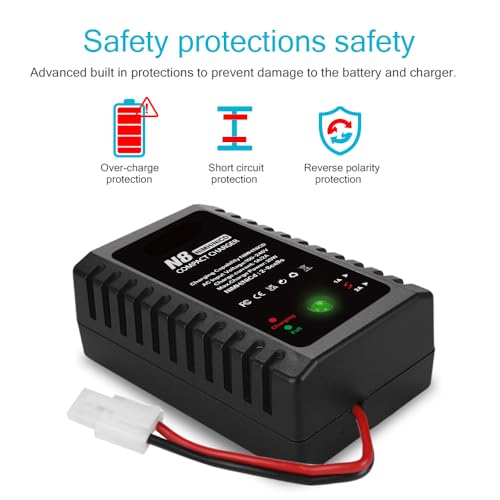 NiCD NiMH Battery Charger for 2-8S Battery Packs of Airsoft RC Car Drone | Fast RC NiCD NiMH Battery Chargers Compatible with Standard Tamiya/Mini Tamiya/Alligator Clips Connectors