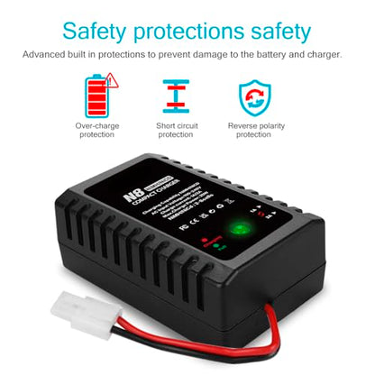 NiCD NiMH Battery Charger for 2-8S Battery Packs of Airsoft RC Car Drone | Fast RC NiCD NiMH Battery Chargers Compatible with Standard Tamiya/Mini Tamiya/Alligator Clips Connectors