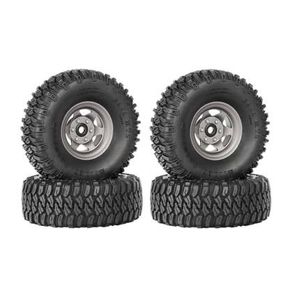 4PCS 1.55 Inch Aluminum Alloy Beadlock Wheel Rim Tyre and 95mm Rubber Tires Set for 1/10 RC Rock Crawler Car Upgrade Parts for Tamiya Axial AX90069 D90 TF2 CC01 LC70(6Spoke-Grey) - color: 6spoke-grey