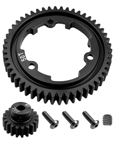 50T M1.0 Spur Gear and 20T Pinion Gear Fit for Traxxas X-Maxx | Hardened Steel Construction, Compatible with XO-1 Maxx and E-Revo 2.0 VXL Models