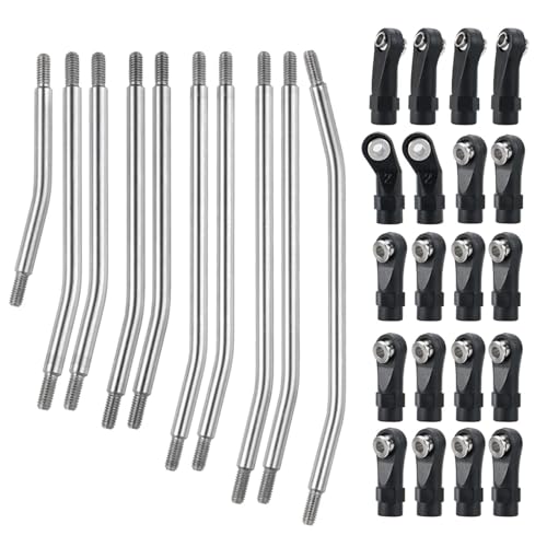 RC Car Models Parts for Axial for Scx10 Ii 90046 1/10 Rc Car 10Pcs 313 324Mm Stainless Steel Link Rod Set Linkage Steering W Nylon Ball End(313mm) - size: 313mm