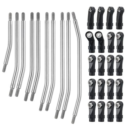 RC Car Models Parts for Axial for Scx10 Ii 90046 1/10 Rc Car 10Pcs 313 324Mm Stainless Steel Link Rod Set Linkage Steering W Nylon Ball End(313mm) - size: 313mm