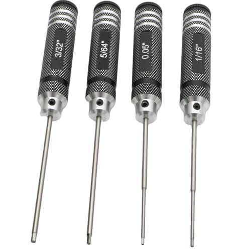 SAE Hex Key Screwdriver Set - 4-Piece Straight Handle Driver 0.05"/5/64"/1/16"/3/32" Hand Steel Allen Wrench Repair Tool for Hobby/RC/Drone/Model Aircraft Maintenance - color: 4pcs Kit