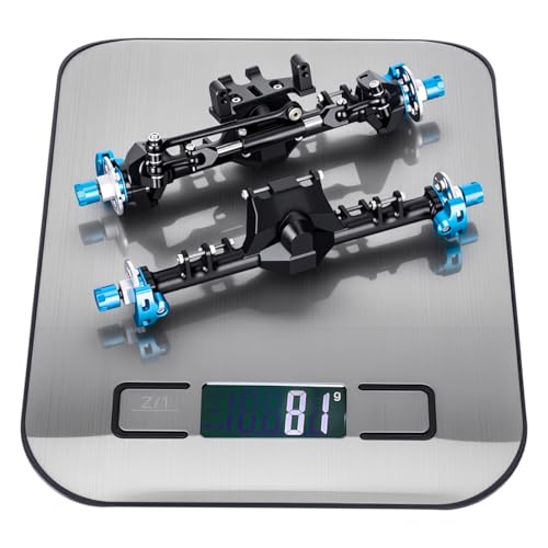 +9mm Aluminum Front Rear Straight Axle with Hydraulic Steering Link for 1/24 RC Crawler SCX24 Deadbolt C10 Jeep Gladiator Parts (Black Set) - color: Black Set