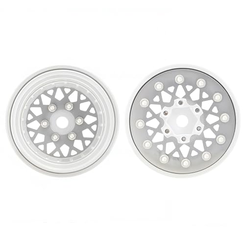 4PCS Deep Dish Grade 5 Titanium Wheel Face 1.0 Inch Beadlock Wheels Hubs for 1/24 Axial SCX24 TRX4M FCX24 Redcat Ascent-18 HPI Venture18 1/18 RC Crawler Car Upgrade Parts - color: Silver