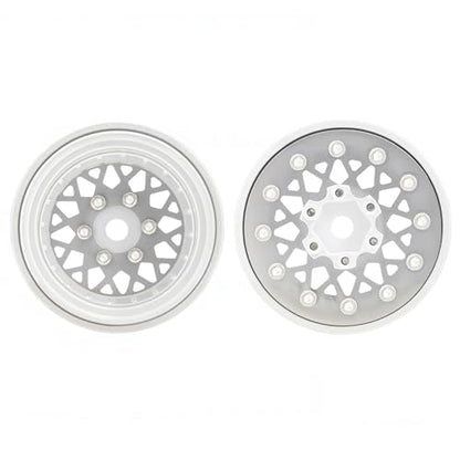 4PCS Deep Dish Grade 5 Titanium Wheel Face 1.0 Inch Beadlock Wheels Hubs for 1/24 Axial SCX24 TRX4M FCX24 Redcat Ascent-18 HPI Venture18 1/18 RC Crawler Car Upgrade Parts - color: Silver