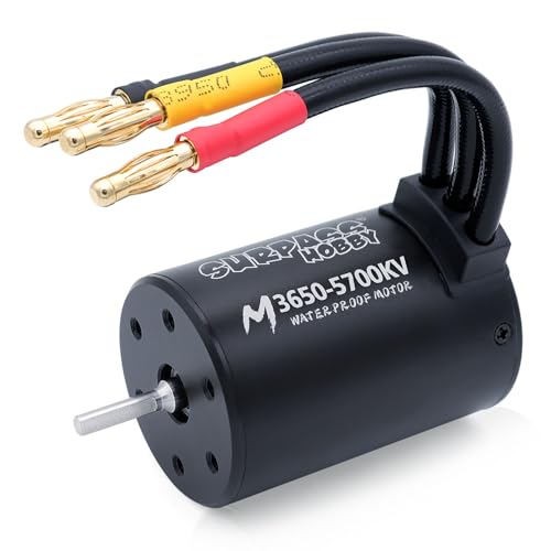 SurpassHobby 3650 5700KV Brushless Motor High Speed Waterproof Shaft 3.17mm Motor and for 1/0 Remote Control Cars Trucks Off-Road Vehicle - size: 5700KV, style: 3650 motor