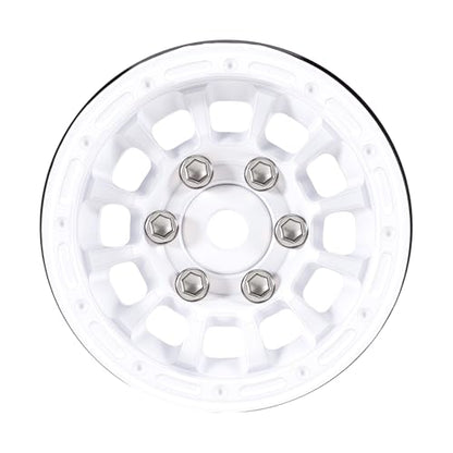 INJORA 1.0" Aluminum Beadlock Wheels 0mm Offset for 1/18 1/24 RC Crawler Upgrade, W1056(White) - color: White