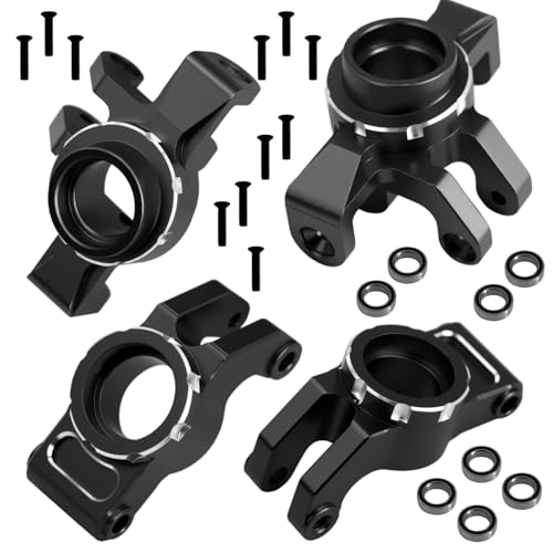 Aluminum Alloy Front Steering Block Knuckles,Rear C-Hubs Upgrade Parts for Arrma 1/14 Typhon Grom 1/18 Granite Grom (Black) - color: Black