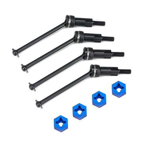 Steel Front Rear CVD Axles Drive Shafts Set with Aluminum 7075 Wheel Hex for Arrma 1/18 Granite Grom Mega 380 Brushed 4x4 Monster Truck RTR Upgrade Parts (Black) - color: Black