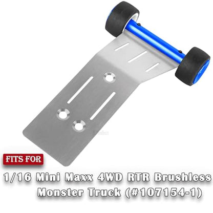RC Upgrade Parts Steel Wheelie Bar for 1/16 Mini Maxx 4WD RTR Brushless Monster Truck (#107154-1),Tail Wheel Head up Wheel Hop Ups,Navy Blue(1 PCS - color: Navy Blue-(1 Pcs）