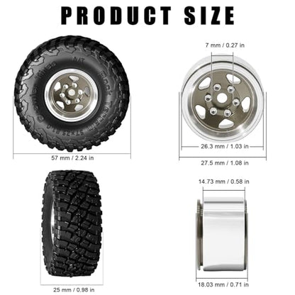 1.0 Beadlock Wheel Soft Tire Set RC Upgrade Part for Traxxas 1/18 TRX4M 1/24 RC Crawlers car Axial SCX24 FMS FCX24 Gladiator Bronco C10 JLU Deadbolt B17 Upgrade.(4Pcs/Set) - color: Bronze