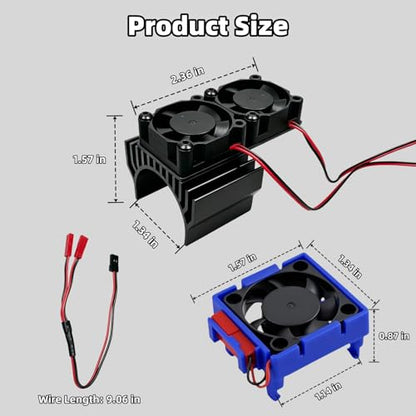 VXL-3s ESC Cooling Fan and Motor Cooling Fan Dual Fan Set Compatible with 1/10 Traxxas Slash 4×4 VXL Stampede 4×4 Rustler 4×4 Hoss 4×4 Velineon VXL-3s Heat Sink, Black - color: Black