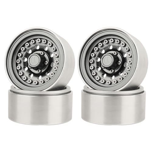 1/10 RC Crawler 4Pcs 1.9 Inch Beadlock Wheel Hub Rim Rims Aluminum Alloy for TRX4 TRX6 Axial SCX10 III AXI03007 GRT EX86190 RedCat,Five Hole nut (Titanium) - color: Titanium