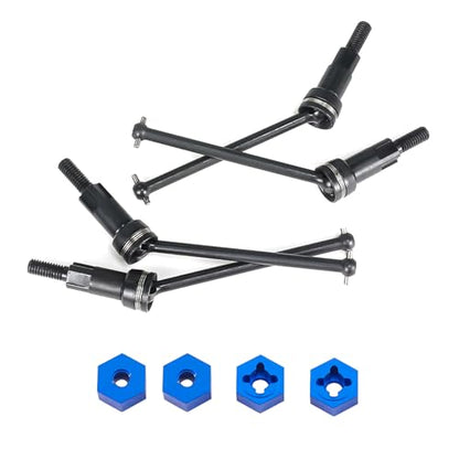 Steel Front Rear CVD Axles Drive Shafts Set with Aluminum 7075 Wheel Hex for Arrma 1/18 Granite Grom Mega 380 Brushed 4x4 Monster Truck RTR Upgrade Parts (Black) - color: Black