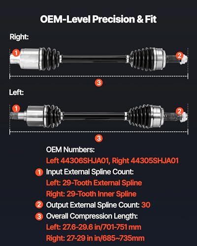 VEVOR CV Axle Shaft Assembly, 2 Pieces Front Left & Right (Driver and Passenger Side), Automotive Replacement CV Joint Axles Pair Compatible with 2005-2006 Honda Odyssey, Alloy Steel & Carbon Steel - size: 2005-2006 Honda Odyssey, style: Front Driver and