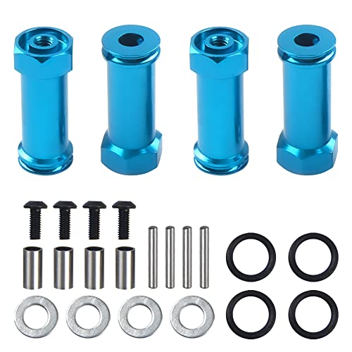 ShareGoo Aluminum 12mm Wheel Hex Hub Adapters 30mm Extension Combiner Coupler Compatible with WLtoys 144001 1/14 Wltoys RC Car (Blue) - color: Blue