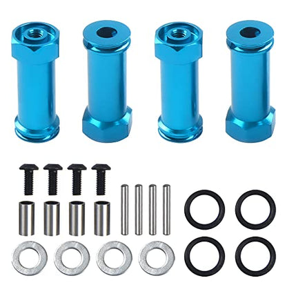 ShareGoo Aluminum 12mm Wheel Hex Hub Adapters 30mm Extension Combiner Coupler Compatible with WLtoys 144001 1/14 Wltoys RC Car (Blue) - color: Blue