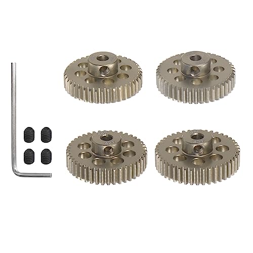 HARFINGTON 48P Hardened Pinion Motor Gear Set 4pcs 40T 41T 42T 43T Fit 1/8 inch RC Motor Shaft 48 Pitch 7075 Aluminum Gears for RC Car, with Hex Key - style: 40T 41T 42T 43T