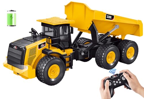 Mighty 9-Channel RC Dump Truck Toy | 1:18 Scale All-Terrain 6-Wheel Construction Vehicle with Lights & Sounds, 6 Wheels & 100-Min Battery, Remote Control Truck for Kids & Adults, Great STEM Gift 2026 - style: Mighty Dump Truck[2026 Version]