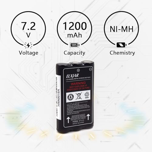 (2-Pack) 7.2V 1200mAh Ni-MH Battery for HNN9018A, HNN9018AR | Fits HNN9018BR and compatible Motorola SP21, SP50, P10 and HT10 two-way radios.