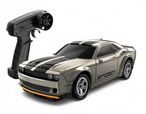 Mini RC Drift Car 1:64 Scale, Remote Control Car with LED Lights & 2-Speed Modes, Upgraded 2.4G Wireless Radio Remote Control for Multi-Users Challenge (Gray) - color: Gray