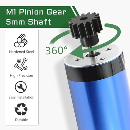 Steel Mod1 5mm Pinion Gear 1PCS,11-28T M1 Pinion Gear Metal Hardened Steel Fit 5mm RC Motor Shaft with 3.175mm Coupler Compatible with 1/5 1/6 1/8 1/10 1/14 RC Brushless Brush Motor (16T) - size: 16T