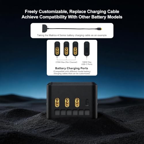 LKTOP Matrice 4T/4E 300W Parallel Charging Hub for DJI Matrice 4 Series | Fast Multi Battery Charging Station, Charges 3 Batteries in 72min, 1.5" LCD, 4 Smart Modes, 100W USB-C PD, Drone Accessory