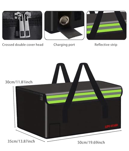 Lipo Battery Safe Bag Large Capatity Fireproof Bag for Ebike Lipo Battery Other Batteries Storage Charging Transport Home Office Travel Safe Storage Pouch - size: 500*350*300mm