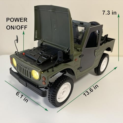 WPLDEWAN WPL C84 RC Rock Crawler RC Truck 4x4 Jimny RTR Remote Control Truck Off Road 1/10 Scale All Terrain Hobby Car with 370 Motor Proportional Throttle Steering Leaf Spring Chassis