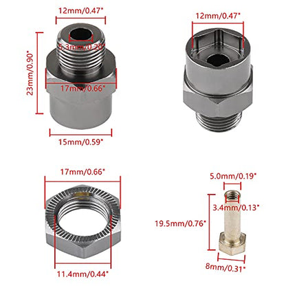 12mm to 17mm Metal Wheel Hex Drive Hub Adapter Conversion 15mm Offset Extension for HSP 1:10 RC Car & 1:8 Tires, Pack of 4