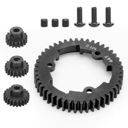 daitoku 44T 1 Mod Hardened Steel Spur Gear with 18T 20T 22T Motor Pinion Gear Compatible with Traxxas 1/10 Maxx 1/5 X-Maxx 1/10 E-REVO 2.0 VXL 1/7 XO-1 - size: 44T