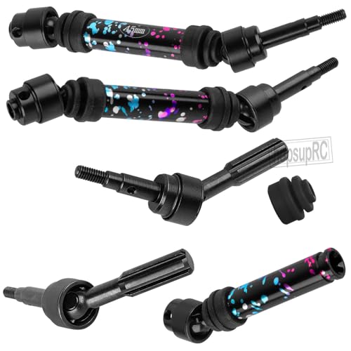 RC Upgrades Part for Stampede Slash Rustler JatO 4X4 VXL/BL-2s,RC #45 Steel CVD Drive Shafts,Harden Front Rear Driveshaft Axles Hops up(4PCS),Replace #9051#9052 Colour - color: Colour(4pcs)