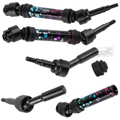 RC Upgrades Part for Stampede Slash Rustler JatO 4X4 VXL/BL-2s,RC #45 Steel CVD Drive Shafts,Harden Front Rear Driveshaft Axles Hops up(4PCS),Replace #9051#9052 Colour - color: Colour(4pcs)