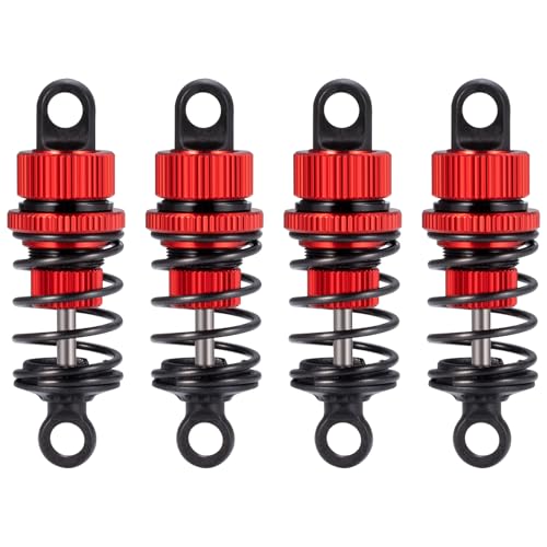 Aluminum RC Front & Rear Oil Filled Shock Absorber 50mm/52mm Adjustable Damper Set Compatible with Tamiya M03 M04 M05 M06 1:10 On Road Car Upgrades Replace Parts (Red, 50mm) - color: Red, size: 50mm