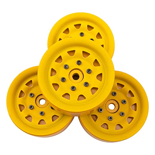 4Pcs ShareGoo Metal Wheel Hub Rims 1.9 Inch Beadlock Wheel Rim 25.5mm Thickness Compatible with Axial SCX10 90046 Wraith Traxxas TRX4 D90 Tamiya CC01 1/10 RC Crawler Car (Yellow) - color: Yellow