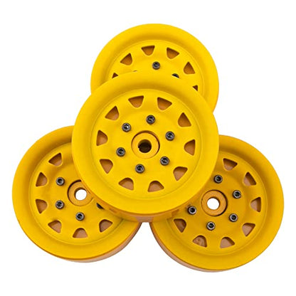 4Pcs ShareGoo Metal Wheel Hub Rims 1.9 Inch Beadlock Wheel Rim 25.5mm Thickness Compatible with Axial SCX10 90046 Wraith Traxxas TRX4 D90 Tamiya CC01 1/10 RC Crawler Car (Yellow) - color: Yellow