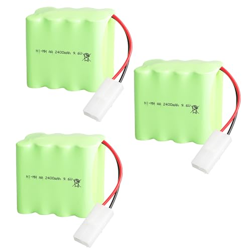 3Pcs 9.6V 2400mAh NI-MH Battery Pack RC Replacement Rechargeable Battery Pack Built-in AA * 8 Cell for Toys,Drone,Remote Control Car Accessory