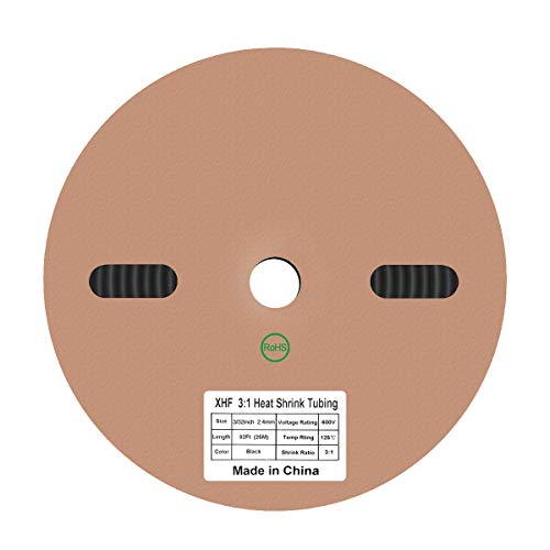 XHF UL Listed 3/32 Inch 82Ft 3:1 Waterproof Heat Shrink Tubing Marine Grade Wire Cable Adhesive Lined Tube Insulation Seal Against Moisture Corrosion and Air Leakage Black - color: Black, size: (2.4mm(3/32"))-82ft
