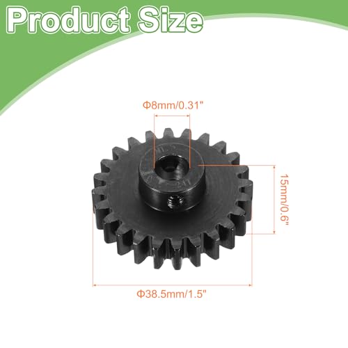 MECCANIXITY Steel M1.5 Gear Set 24T 8mm Shaft Motor Gears for RC Vehicles Truck Drift Car Part, Black - size: 24T