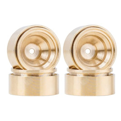 DJX 4PCS 17g Brass 0.7 inch Beadlock Wheels SCX30 Wheel Rim Hub for 1/30 Axial SCX30 RC Crawler Car Upgrades Parts (Gold) - color: Gold